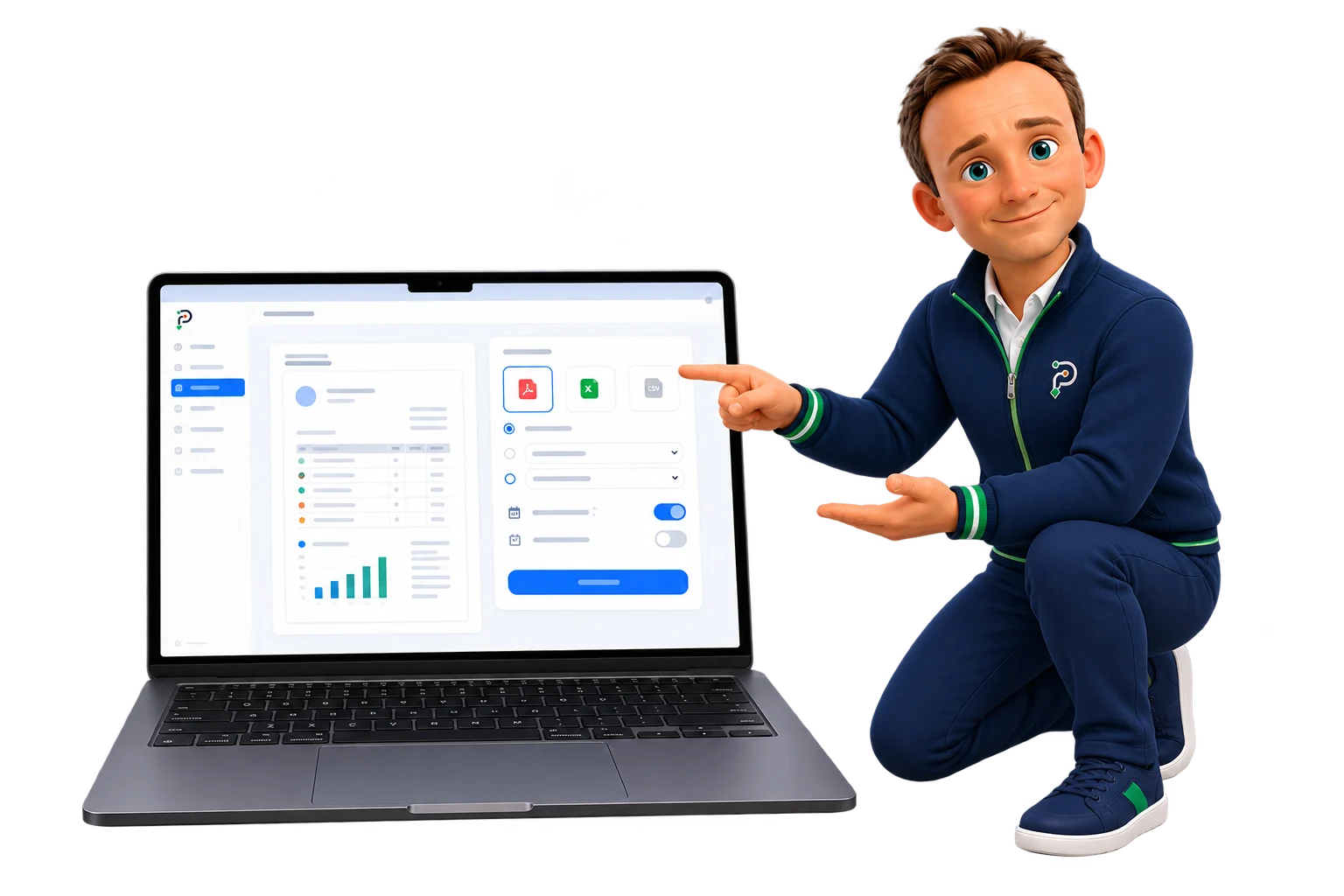 Esportazione del rendiconto con scelta del tracciato disponibile